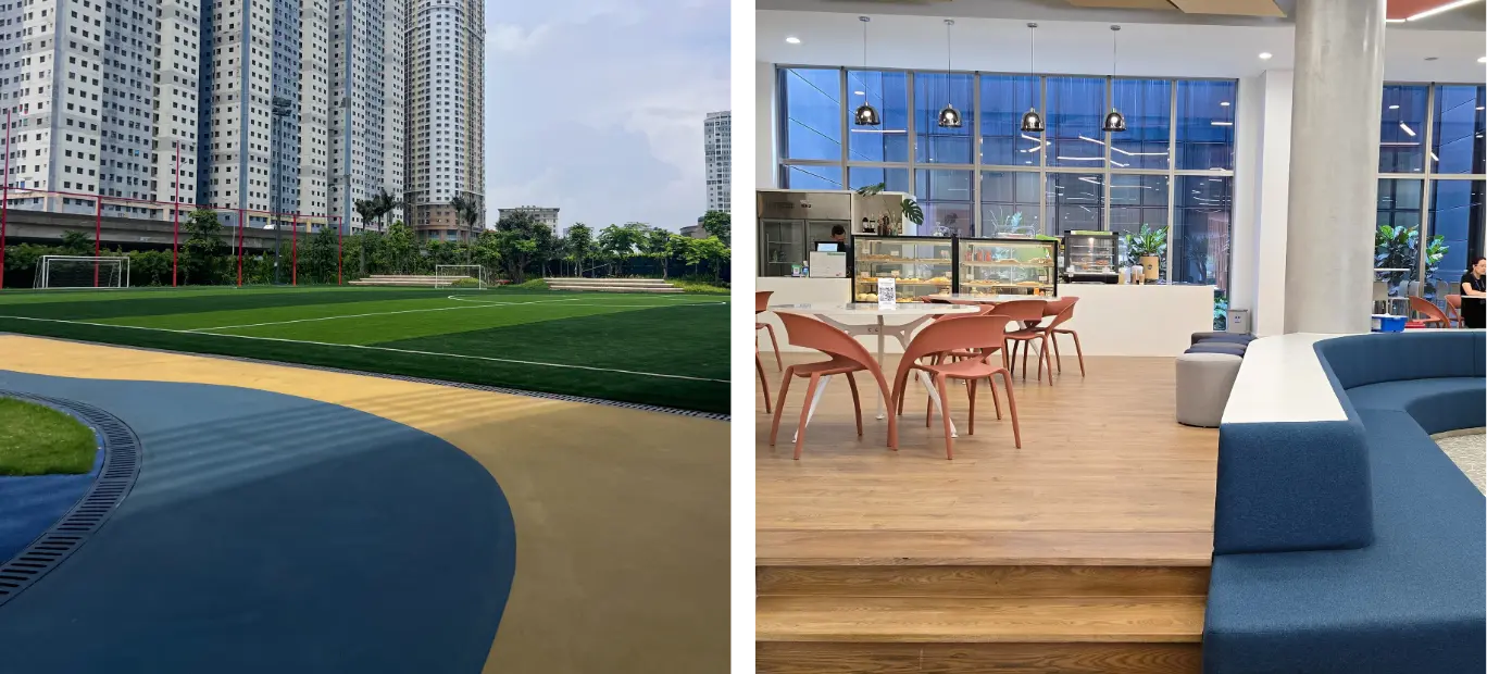 Dwight School Hanoi outside campus and cafeteria blog body where in vietnam